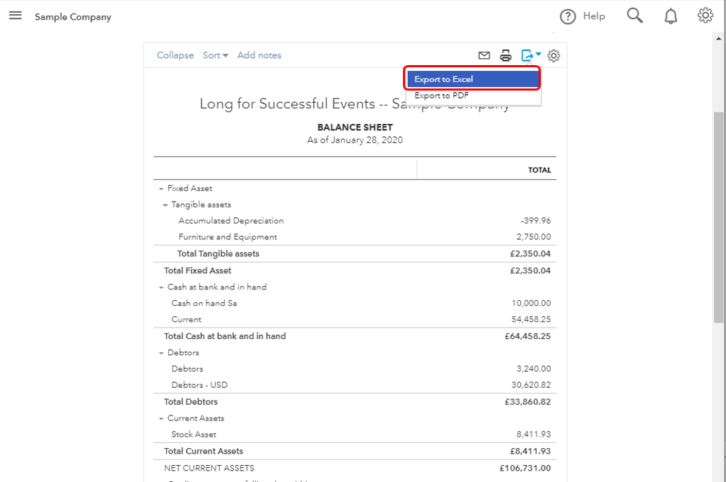 Balance sheet